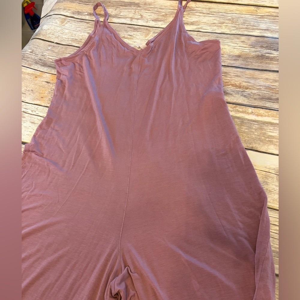 Athleta Nightfall Jumpsuit Purple Mauve Wide Leg V-Neck Sleeveless Relaxed Small - Picture 4 of 6